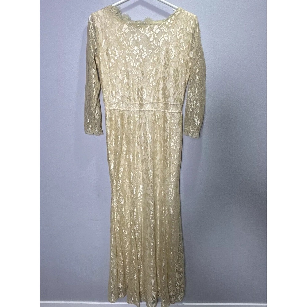 Rephyllis Women's Evening Gown Dress Size Medium Lace Overlay Sheer Lace Sleeve